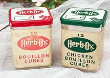 Vtg Set of 2 HERB-OX BOUILLON CUBES BEEF & CHICKEN Advertising-EMPTY Plastic