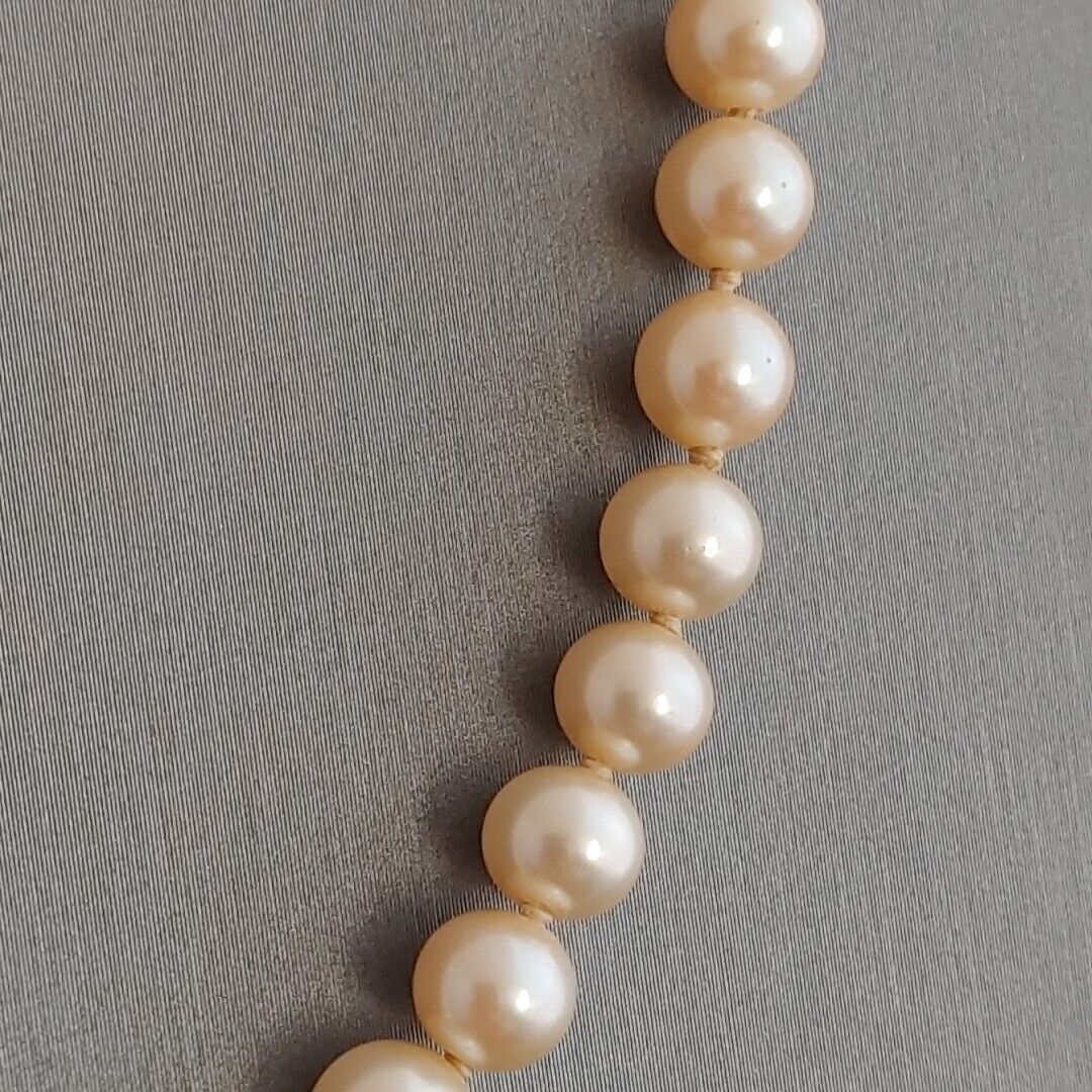 Vintage Faux Glass Pearl Necklace Classic Knotted… - image 3