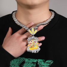 Hip Hop Rap Colorful Enamel Pendant Necklace Jewelry Cool Men Gift Full Zircons