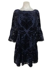Eliza J Blue Velvet Burnout 3/4 Bell Sleeve Women’s Size 6