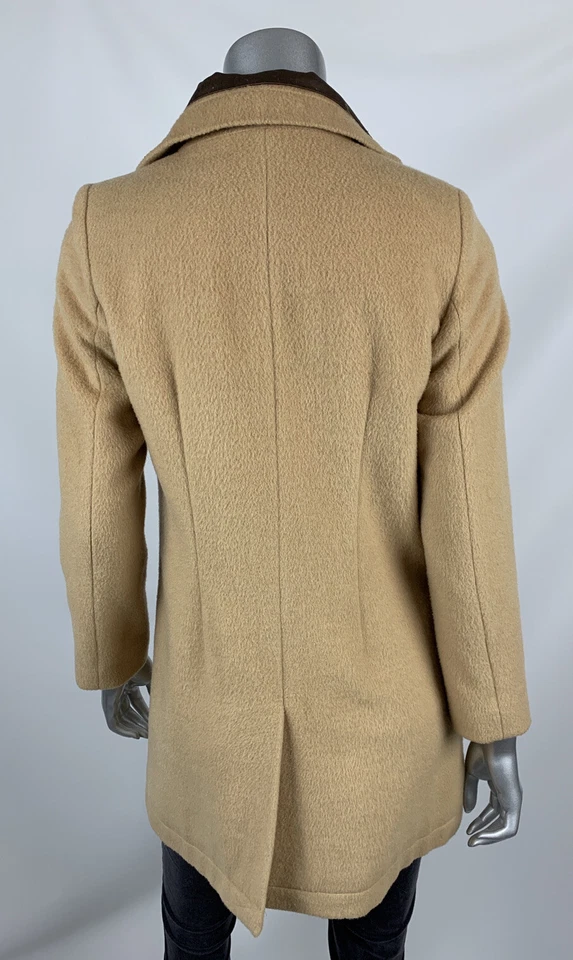 SOFT SURROUNDINGS Wool Coat PXS Beige Double Breasted Zipped Cowl Neck Lined - Image 4 of 4