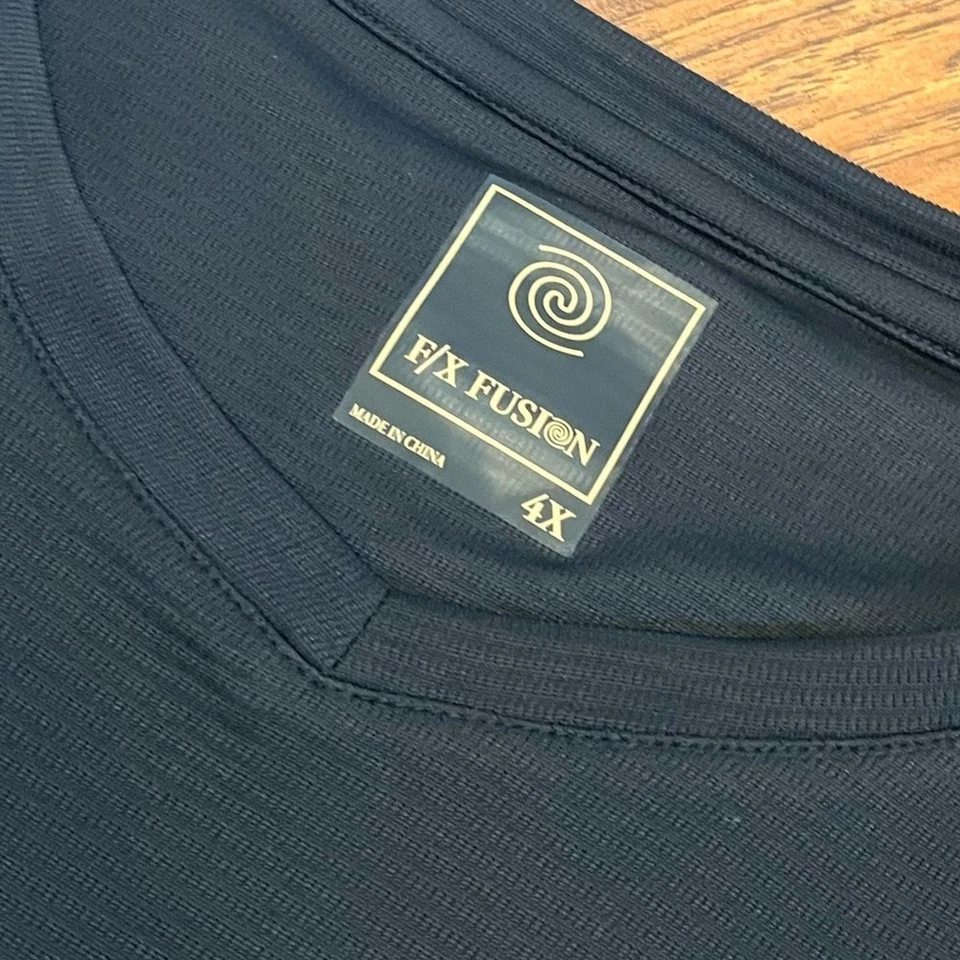 FX Fusion tee men’s 4X black shirt performance v neck casual stretch $65 NWT - Image 3 of 4