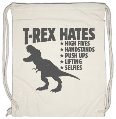 Urban Backwoods T-Rex Hates Push-Ups Drawstring Bag - 100% Cotton Gym Sack Backpack | Dinosaur Funny Gym Bag - View #2