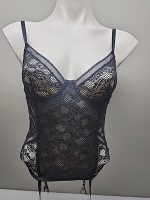 NEW TAG La Perla STUDIO H/Guepiere Norm BLACK SEXY LACE 32c W STRAPS $184 Corset