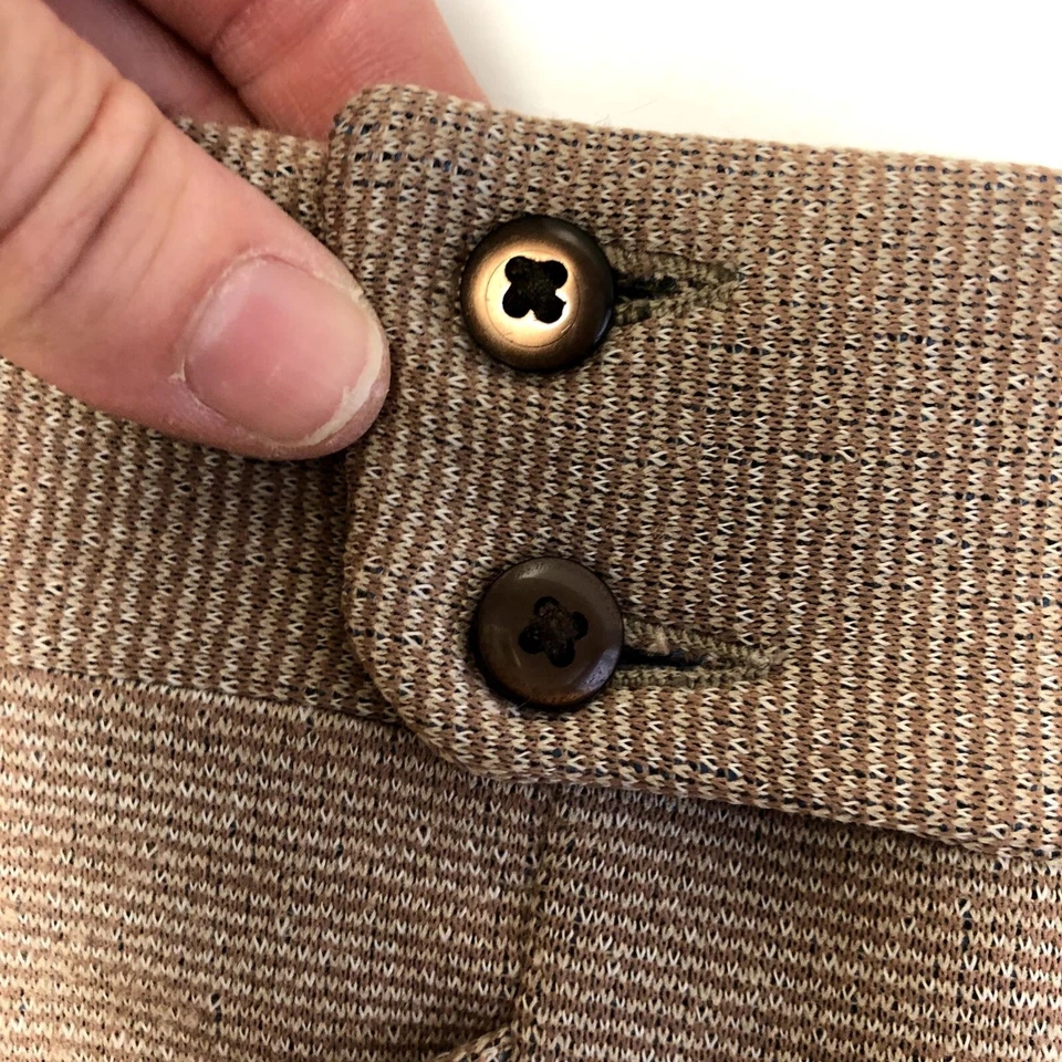 Calças vintage anos 70 Haggar bege OURO texturizado MOD elástico DISCO Bell Bottoms 32 - Imagem 4 de 4