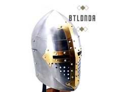 18G Steel Medieval Knight Armor Helmet with Visor Cosplay Role Play LARP Gift