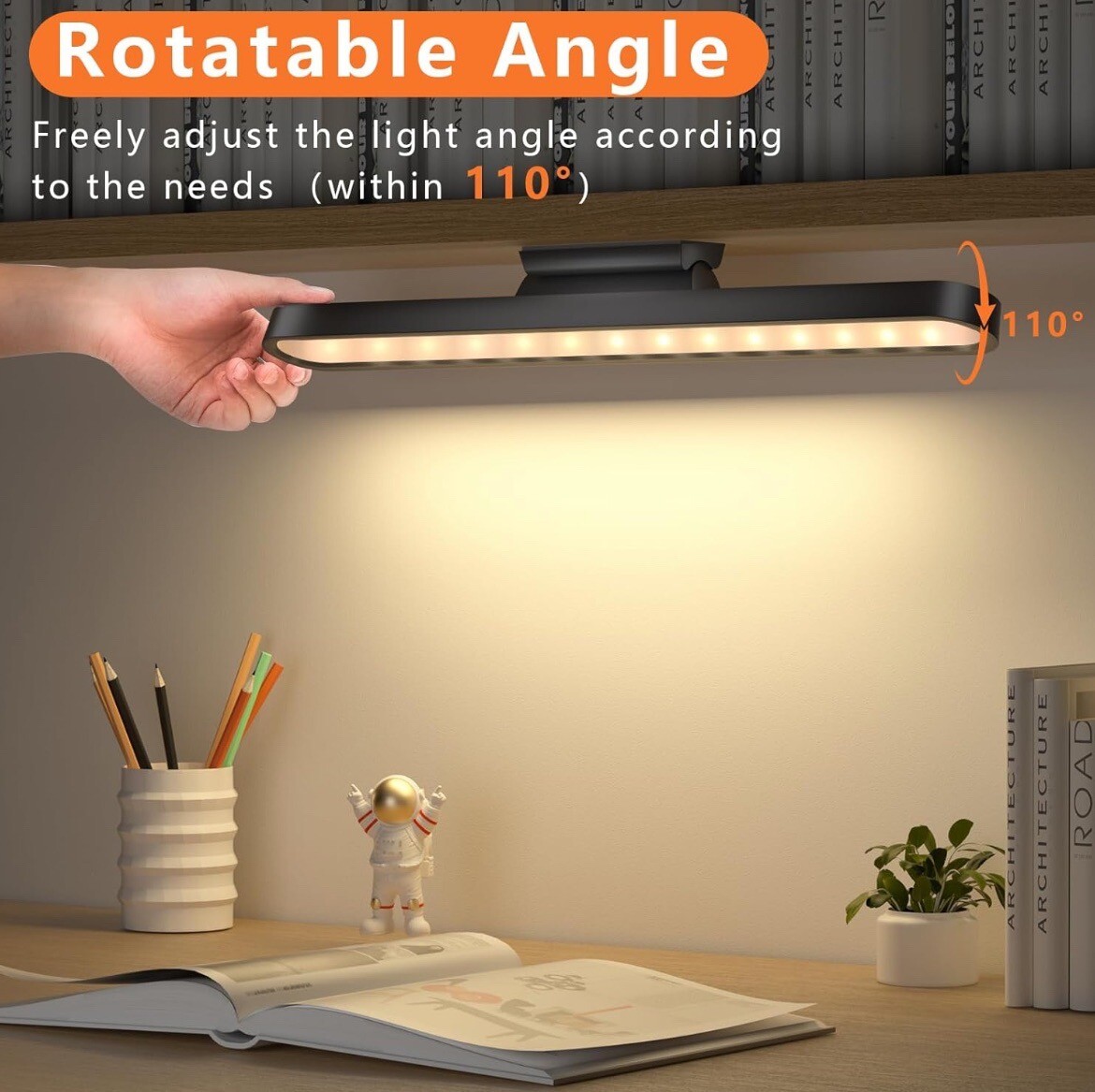 Lampada da Scrivania Senza Fili 2500mAh Luce LED Sottopensile Nero