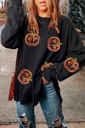 Sudadera oversize calabaza lentejuelas - Imagen 3 de 5