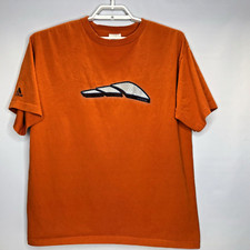 Vintage Adidas Orange 3 Stripes Graphic Tee T-Shirt Sz Large Short Sleeve Cotton