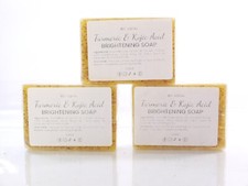 3 Turmeric Glow Soap Handmade Skin Brightening with Lemon  Kojic Acid 3.5OZ EA