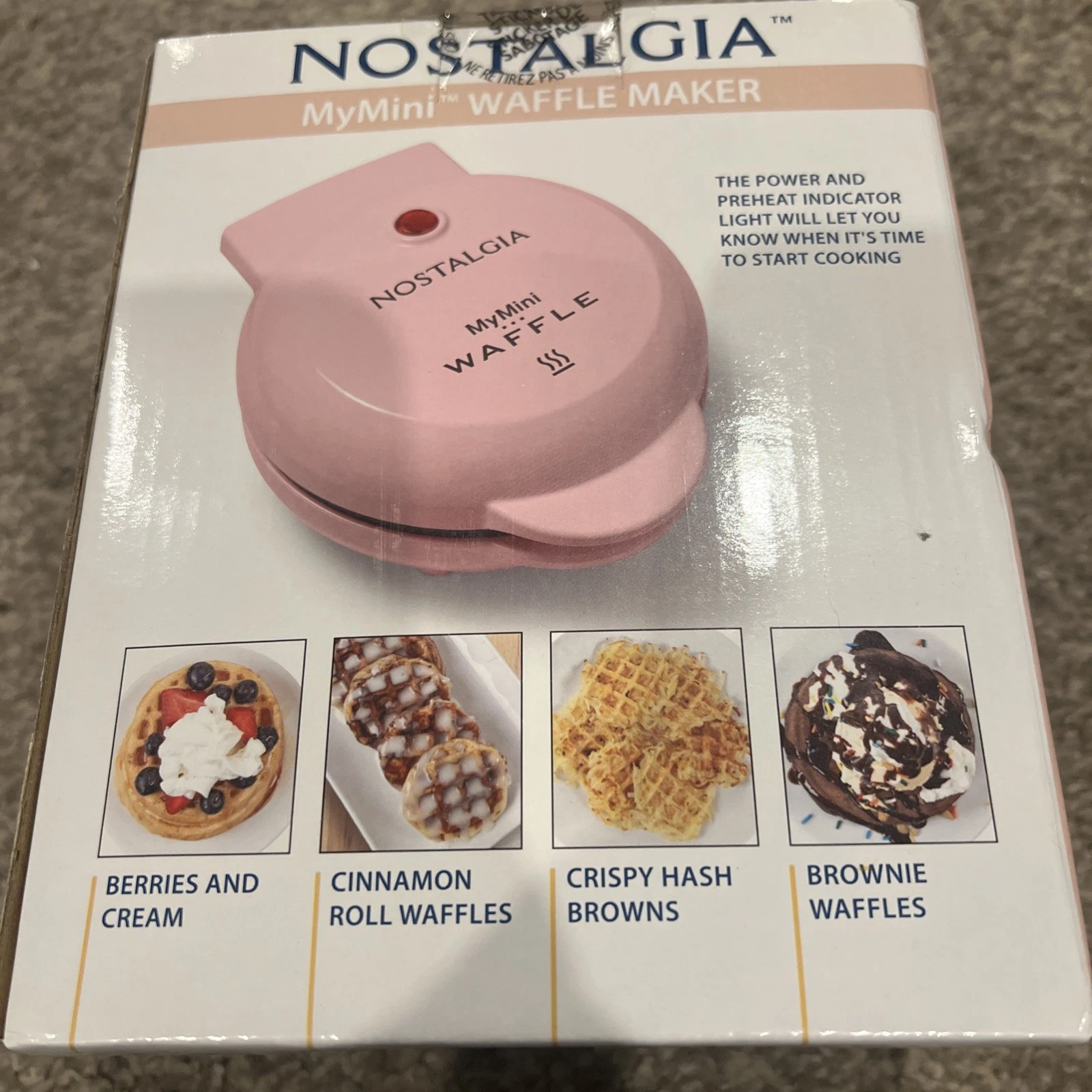 Nostalgia My Mini Pink Waffle Maker 5" Cooking Surface, Factory Sealed & NEW!