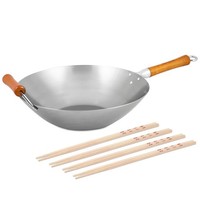Ken Hom Wok 36 Cm Induktion Wokpfanne Karbonstahl Unbeschichtet 8Er StäBchen Set