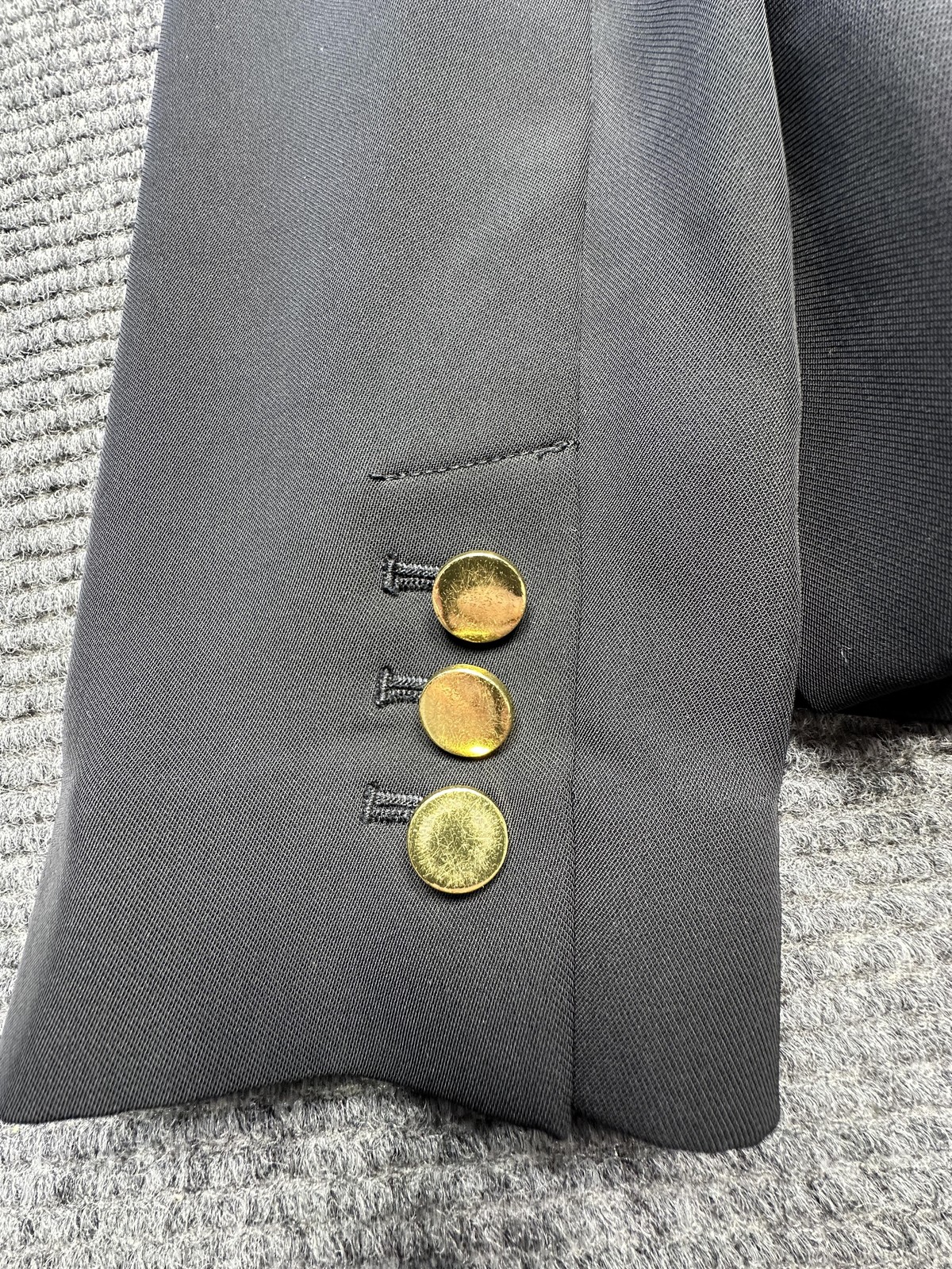 Calvin Klein Blazer Womens 4 Black Collarless Open Front Gold Zip Jacket Stretch thumbnail 9