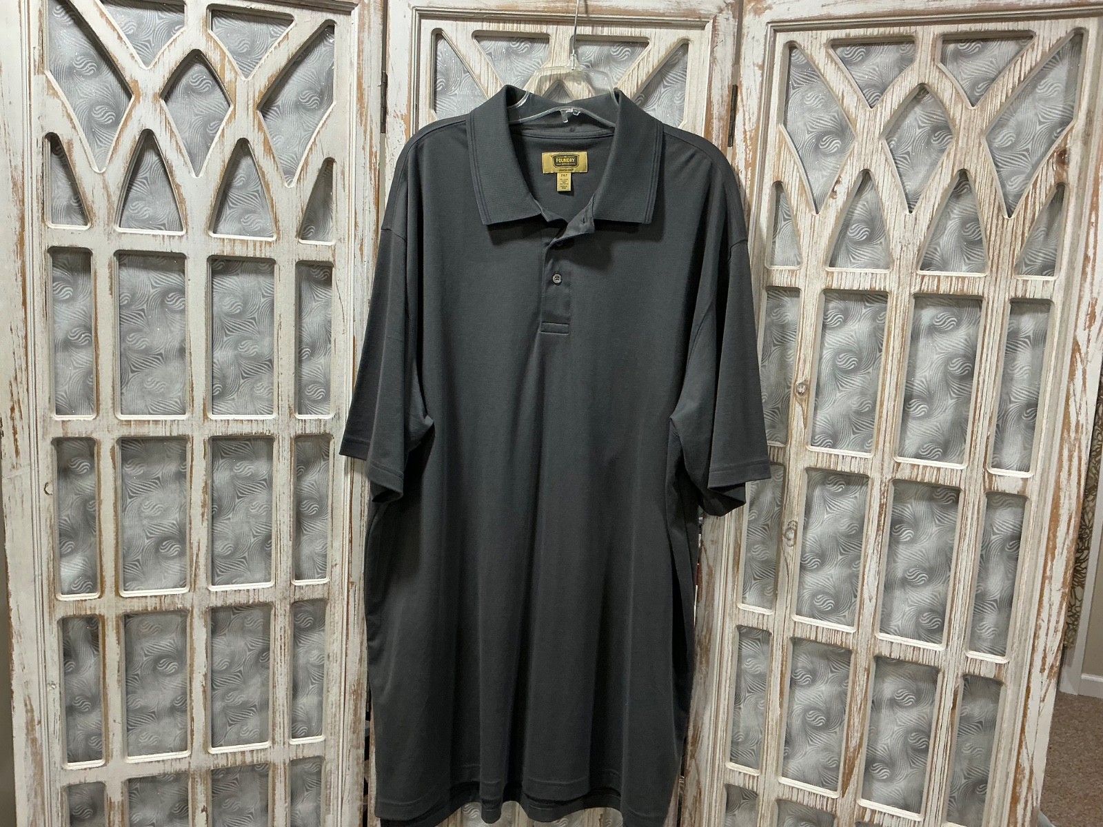 Mens Foundry Gray Solid Quick Dry Polo Shirt Size… - image 2