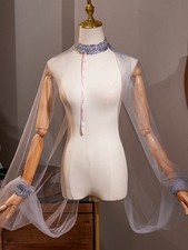 Gray Wedding Cape Sequin Halter Women Elegant Sleeves Party Dance Accessories