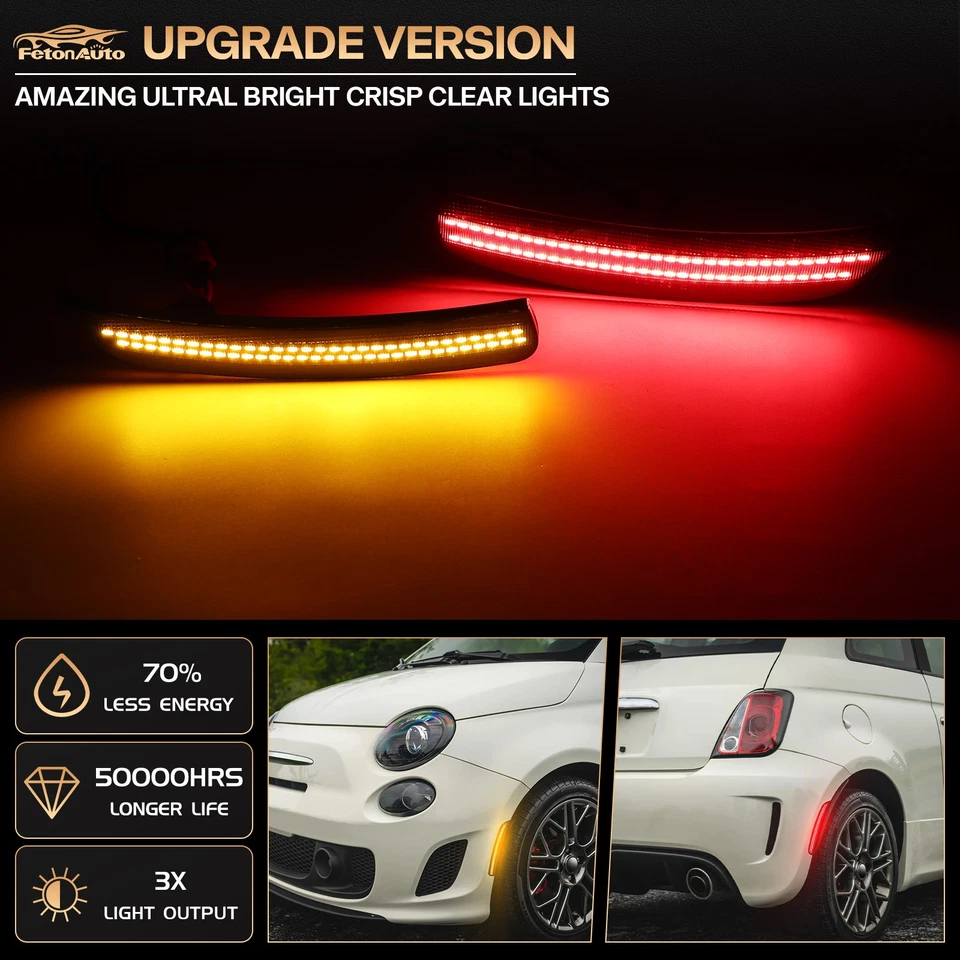 Luz de señalización LED delantera trasera para Fiat 500 500C Abarth Dynamic 2012-2017 4 piezas Foto 2 de 4