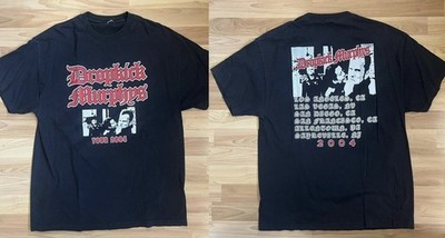 Double sided Black Dropkick Murphys 2004 tour vtg black t-shirt QT7108