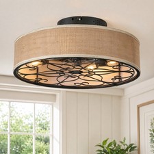 20 Caged Ceiling Fan with LED Light Farmhouse...