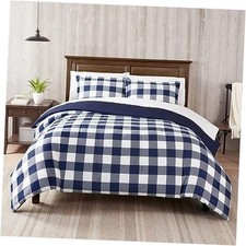 Simply Clean Alex Soft 5 Piece Buffalo Check Plaid Bed Twin/Twin XL Navy/White