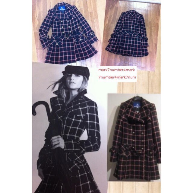 Burberry Blue Label rare check pattern wool pleated coat size 38 trench image 10