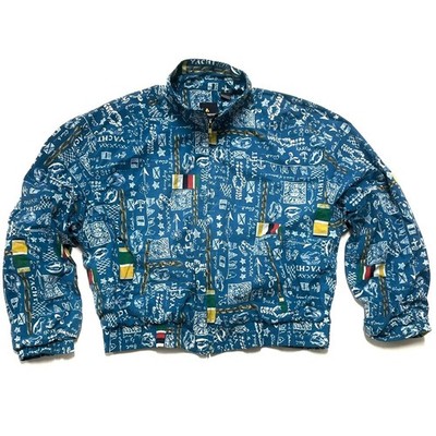 Vtg Nautical All Over YACHT Print Nylon Bomber Jacket Small Regatta Liz Sport