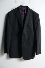 M S Marks  Spencers Mens Fine Check Suit Jacket - Charcoal - Size 42 m12 