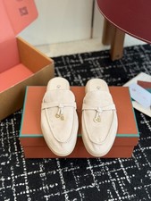 Loro Piana Summer Walk Suede Mule Loafers Beige Slip-On Luxury Shoes