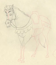 Disney SLEEPING BEAUTY Animation Drawing of SAMSON, Prince Phillip's Horse, 1959