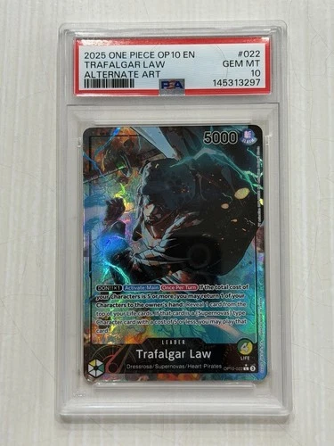2025 One Piece OP10 #022 Trafalgar Law Alternative Art Psa 10