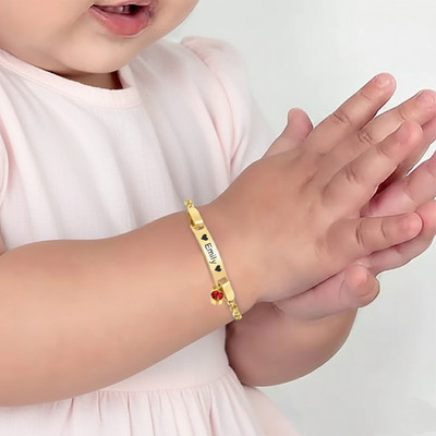 Baby Name Bracelet Birthday Gift Ideas Toddler Child ID name engraved Unique Gif