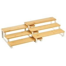 Expandable Bamboo 3-Tier Organiser Spice Rack Expandable Cupboard Storage Shelf