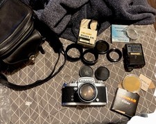 Miranda Sensomat RE 35mm Film Camera w/ Lens, Flash, Case Filter Lot
