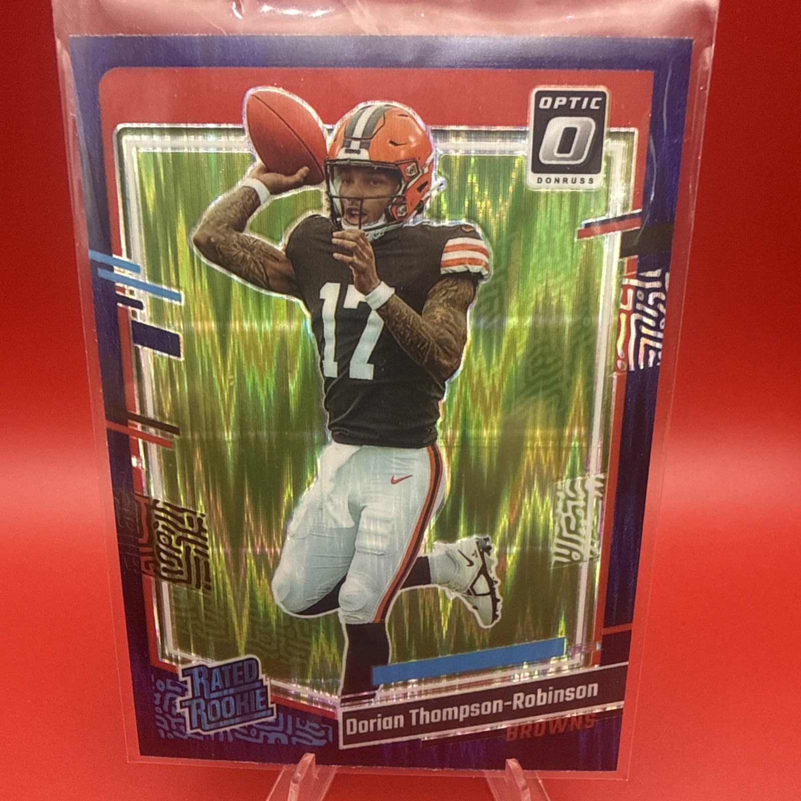 2023 Donruss Optic Dorian Thompson-Robinson Purple Shock Prizm Rated Rookie #225
