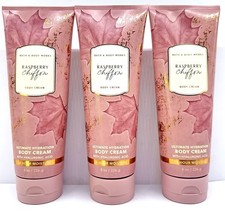 BATH AND BODY WORKS RASPBERRY CHIFFON BODY CREAM 8 FL OZ SET OF 3