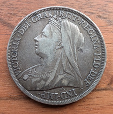 1894 LVIII - Britain Queen Victoria Veiled Head Silver Crown Nice Grade Coin