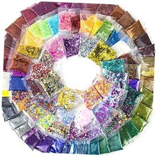 Assorted Glitter Pack - 90 Pieces - Fine, Neon, Shapes, Foil Glitter