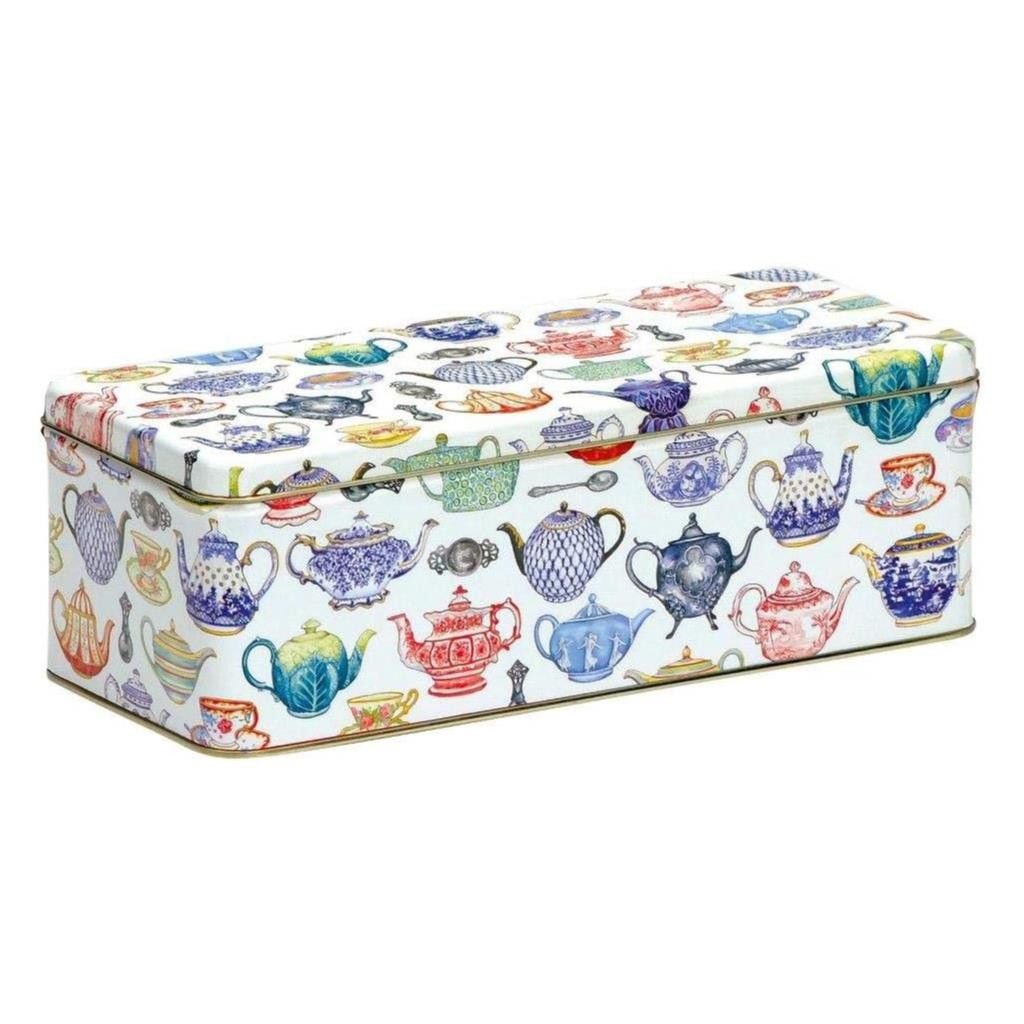 Vintage Kitchen Storage Tin Rectangular Decorative Teacups Container With Lid