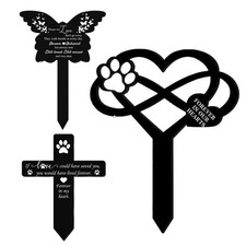 Pet Memorial Garden Cross Stake Pet Loss Dog Puppy Cat Grave Marker Inscription