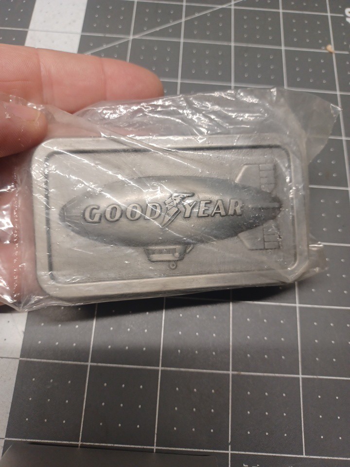 Vintage Goodyear Tire & Rubber Company 1974 Blimp Belt Buckle. NOS