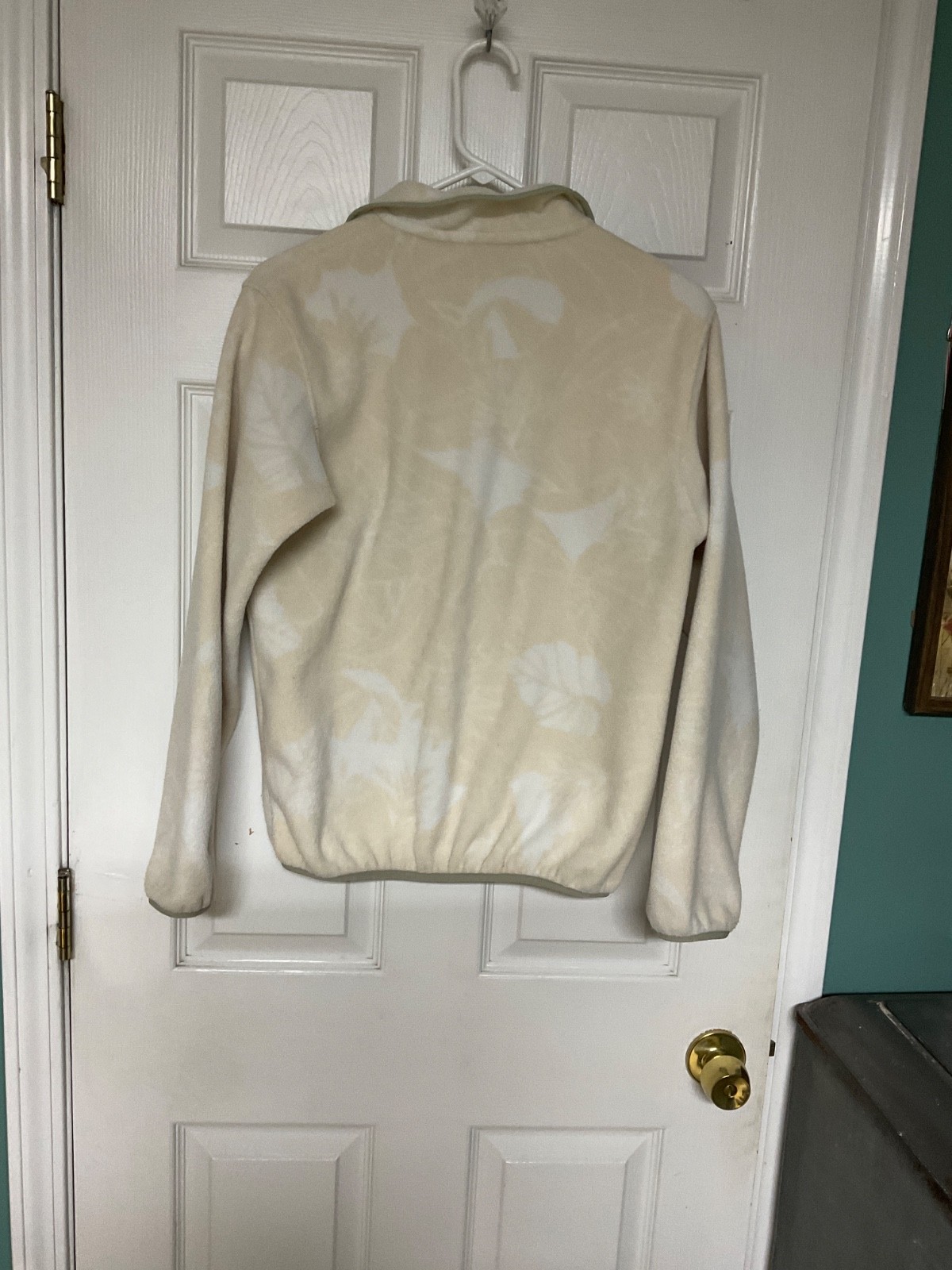 Patagonia Beige Leaf Pattern Pullover Snap Fleece… - image 4