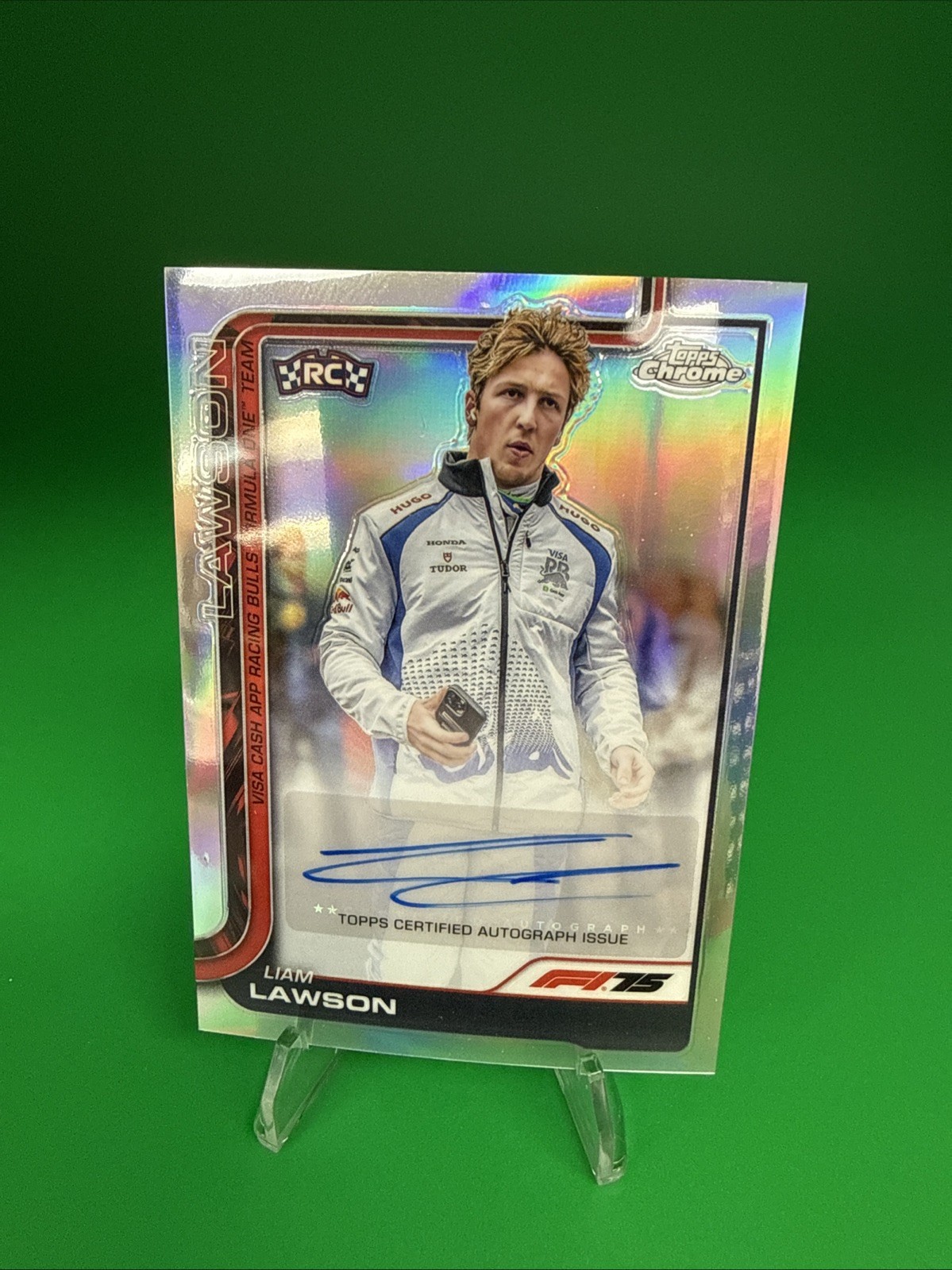 Liam Lawson 2025 Topps Chrome F1 #CAC-LAW Refractor Auto RC