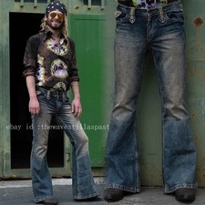 Men Retro Bell Bottom Jeans Slim Fit Flared Denim Pants 60s 70s Retro Trousers