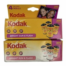 Kodak Gold 200 Color Film 24 Bright Sun Flash 35mm 8 Rolls 2 Box Expired 2007