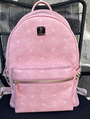 MCM Stark Side Studded Visetos Bag Baby Soft Pink backpack Medium COA NWOT
