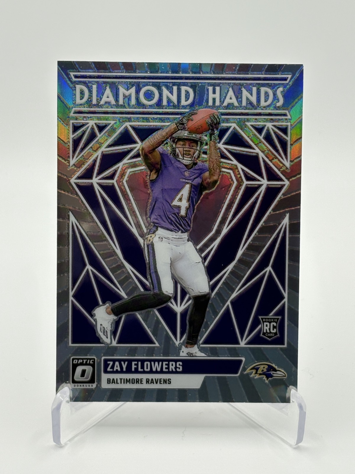 Zay Flowers 2023 Donruss Optic Diamond Hands RC Holo Prizm #DH-ZF
