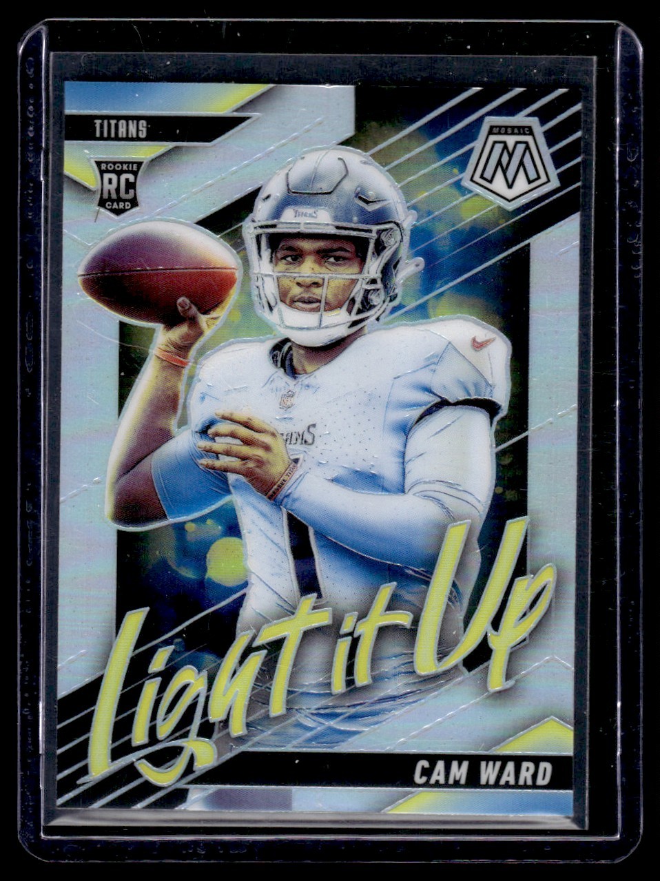 2025 Panini Mosaic Light it up Silver Prizm Cam Ward Rookie Carolina Panthers #2