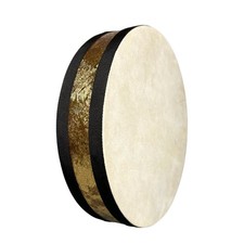 TAOSKNE 10'' Wooden Sheepskin Ocean Drum, Musical Healing Brown, Gold