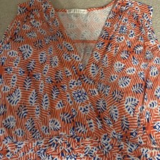 Spense summer Colorful Sleeveless dress women Size 1X soft flowy wrap V neck