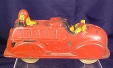 Vintage Mickey Mouse Fire Dept Sun Rubber Co. Walt Disney Toy Donald Duck