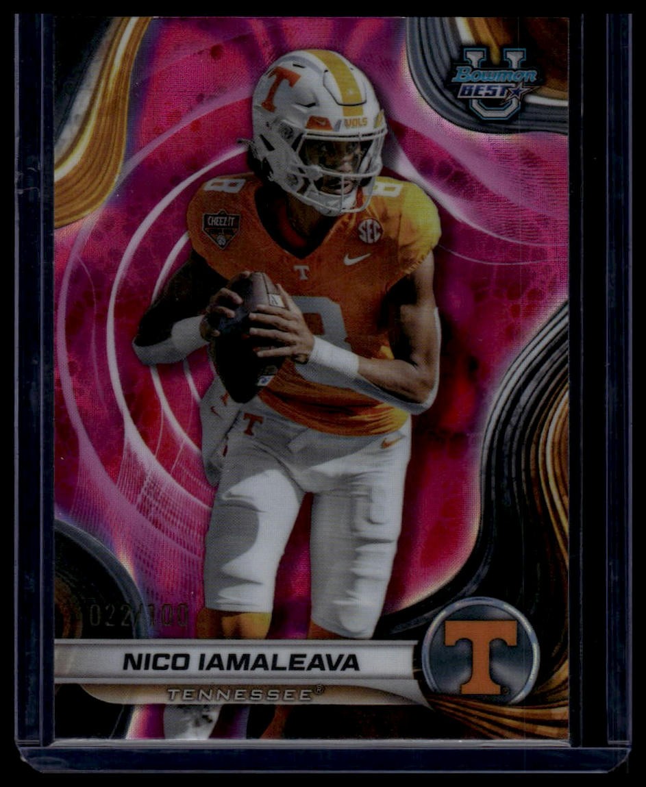2024 Bowman University Best #90 Nico Iamaleava Pink Lava Refractor #/100